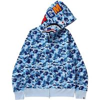 Homme Bape Shark Sweats à Capuche Veste Bape Bape Shark Hoodie Full Zip Pull Camouflage Coton,Bleu,S