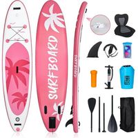Stand Up Paddle Gonflable Planche Gonflable avec Siege - PULUOMIS - 335x76x16.5cm - Sports nautiques - Rose