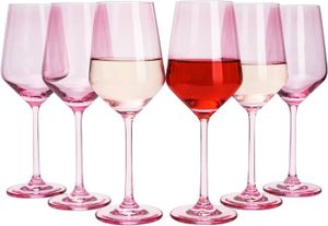 Verre à vin Lot de 6 verres à vin rose – Verres à vin colorés 