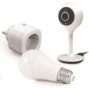 AVIDSEN Starter Kit Connect Smart Home - Caméra Interieure, Ampoule et Prise connectée Alexa et Google Assistant