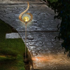LAMPE DE JARDIN  Utoopie Solaire Lampadaire Extérieur, LED Rétro Fer Bronze Flamme Lampes Solaires Famme Lumière Lampadaire de Jardin Pelouse