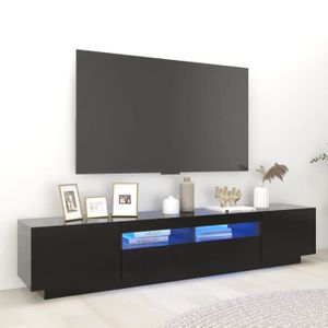 MEUBLE TV PAI® Meuble TV avec lumières LED Noir 200x35x40 cm 85433