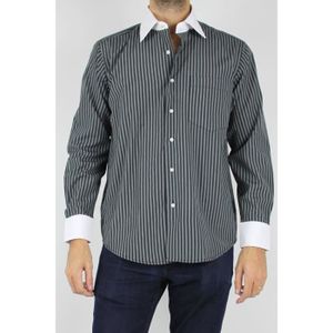 Chemise Homme Noir Col Blanc Cdiscount