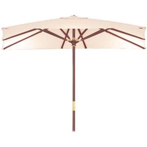 PARASOL Parasol carré beige 3 x 3 m - NO NAME - Mât en bois - Ouverture à poulie - Mobilier de jardin SUN TOP