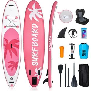 STAND UP PADDLE Stand Up Paddle Gonflable Planche Gonflable avec Siege - PULUOMIS - 335x76x16.5cm - Sports nautiques - Rose