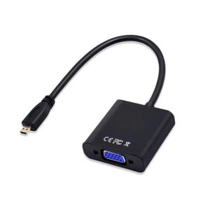 CÂBLE INFORMATIQUE Adaptateur Convertisseur Micro HDMI à VGA - Noir -