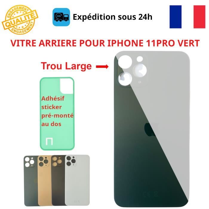 LM Technology - Vitre arrière Pour iPhone 11 - Vert (Big Hole)