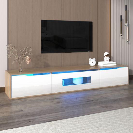 Meuble à Chaussures Avec LED 16 Couleurs - 105x39,5x100,5 Cm - Étages Réglables Pour 14-18 Paires - Tiroir De Rangement - Blanc - 13