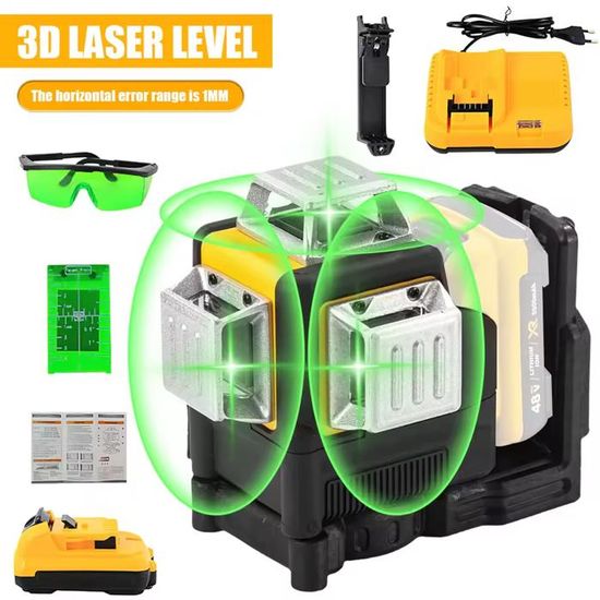 Télémètre,Niveau Laser 3D 12 lignes 360 lignes vertes croisées