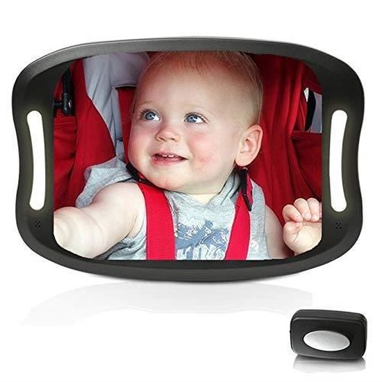 Miroir Auto Pour Bebe Avec Telecommande Eclairage Led Souple Incassable Pour Bebe En Acrylique Miroir Pour Voiture Retroviseur Ea Cdiscount Auto