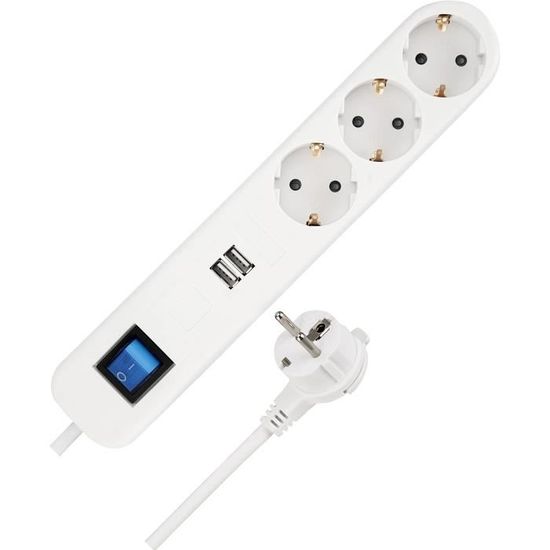 Allume-cigare Multiprise Avec 3 Prises Et 2 Ports USB - Chargeur Voiture LED Tension