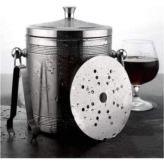 Seau à Glace Isotherme 3L Acier Inox - Avec Couvercle, Pince Et Cuillère