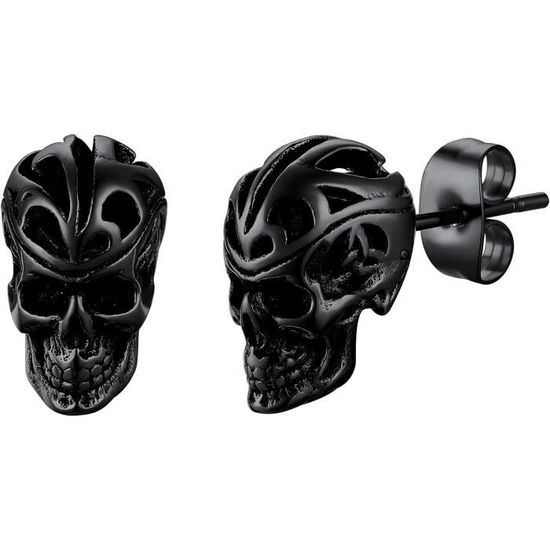 Boucles D'oreilles Puces / Clous Tête De Mort - Argentées Ou Dorées, Neuves Sans Emballage