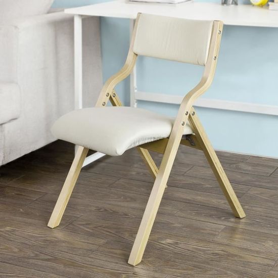 SoBuy® FST40-W Chaise pliante en bois avec assise rembourrée