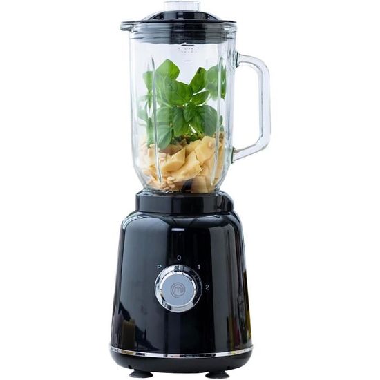 MasterChef Mixeur Blender Smoothie, Soupe, Pesto et plus, Bol en Verre, 1 Litre, Lames en Acier