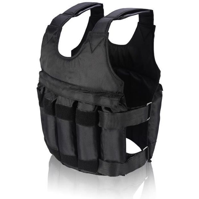 Ashata Gilet lesté réglable Exercice d'entraînement Fitness 50 kg chargement maximum poids d'entraînement réglable gilet lesté