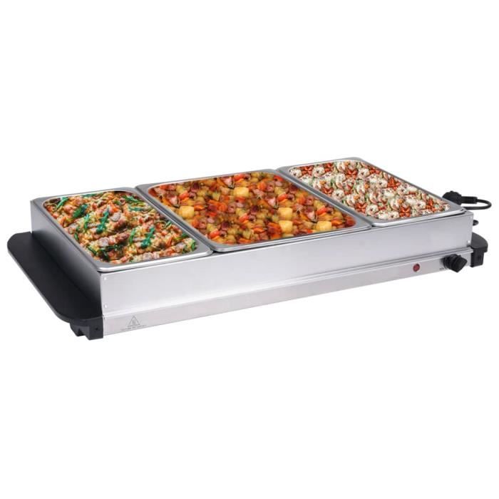 Deco1044Ergonomique - CHAUFFE-PLAT ELECTRIQUE - Serveur buffet Acier inoxydable Style Contemporain - Chafing Dish Acier inoxydable 4