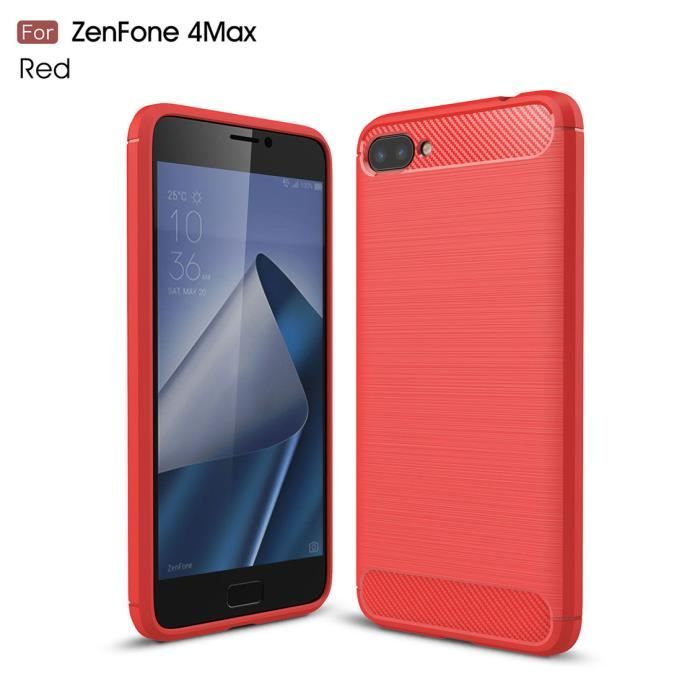 Zenfone 4 Max ZC520KL Coque Souple Silicone Léger Coque Simple Mode Antichoc Housse Asus Zenfone 4 Max ZC520KL 5.2- - Rouge