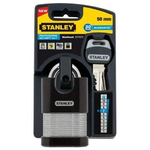 Stanley 81030363501 Cadenas laminé protégé 50 mm Anse Standard Noir