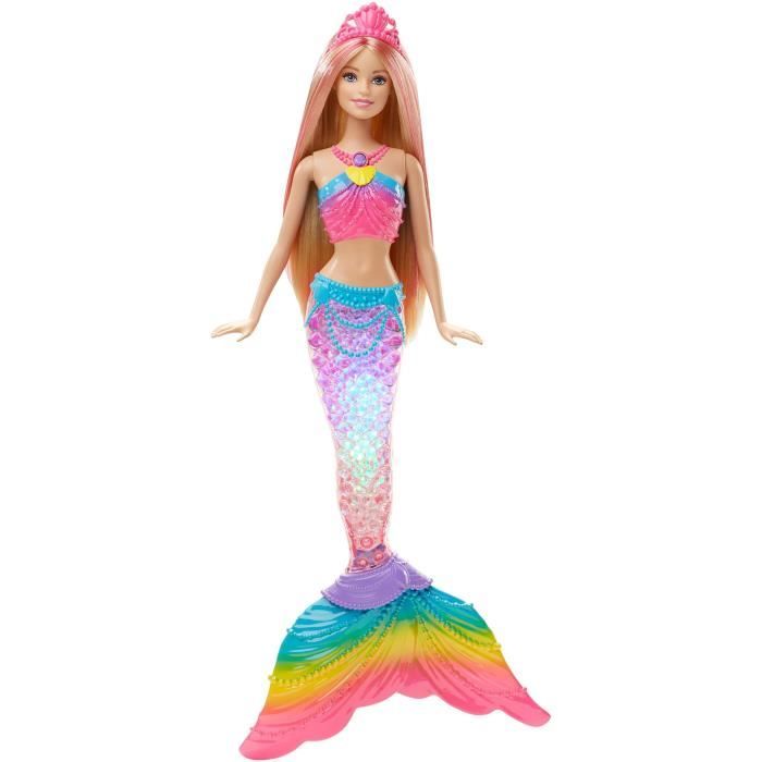 Barbie Dreamtopia poupée sirène Arc-en-ciel blonde Couleurs et Lumières à plonge