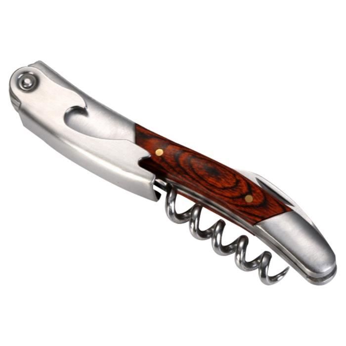 Tire-Bouchon,Laguiole style ouvre bouteille en acier inoxydable tire bouchon serveurs ouvre bouteille en bois rouge - Type Black #A