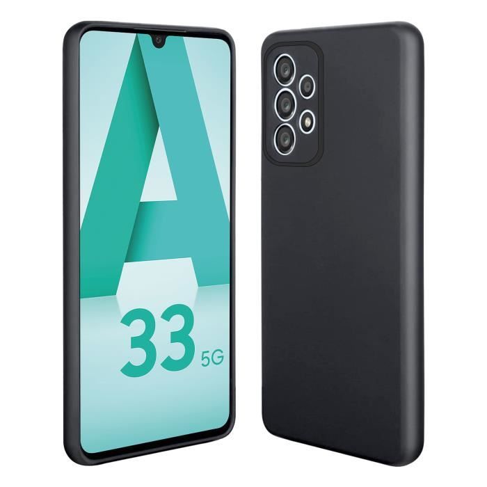 Coque pour Samsung Galaxy A33 5G, Étui Housse Mate en Silicone Liquide Souple Léger Désign fin Protection caméra AURSTORE, Noir