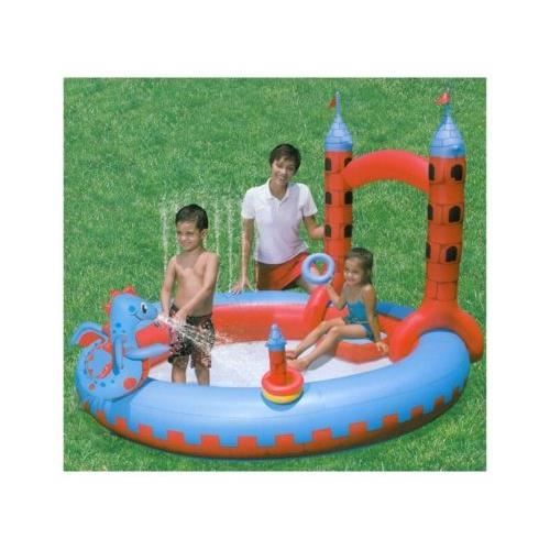CHATEAU AIRE DE JEU JARDIN GONFLABLE PISCINE PATAUGEOIRE ENFANT JOUET PNEUMATIQUE