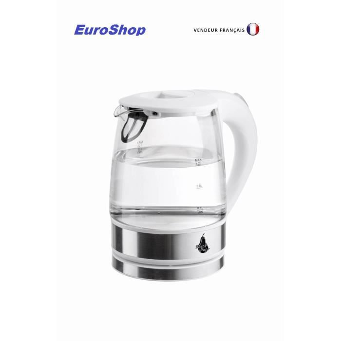 Bouilloire Electrique Design Moderne Verre Transparent 1,7L 2200W BlackPear