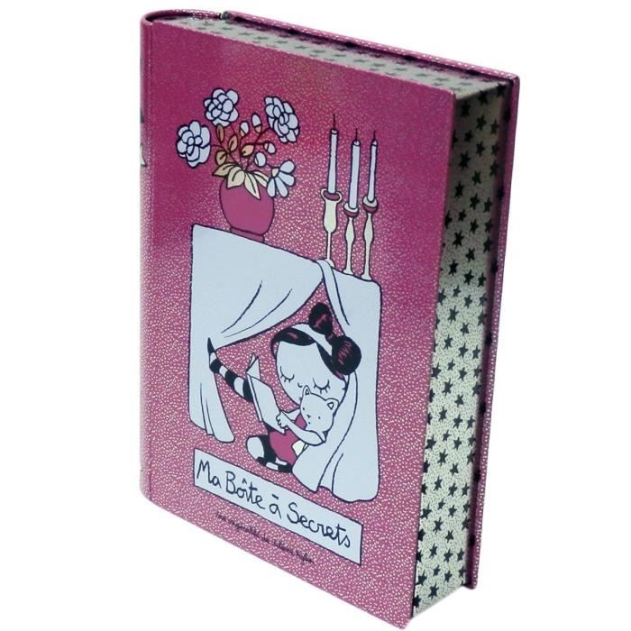 Boîte LIVRE A SECRETS DE FILLE en Métal - Rangement Bazar Journal Intime Idée Cadeau Pour Femme Valérie Nylin DLP Derrière La Porte