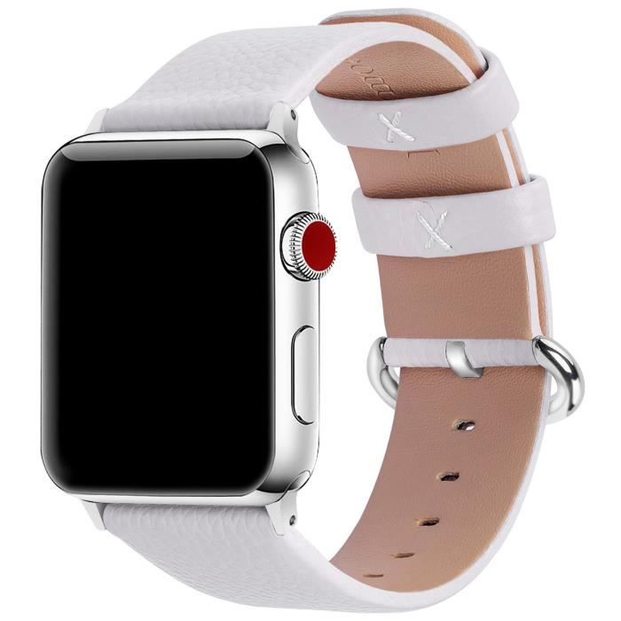 Fullmosa Compatible avec Bracelet Apple Watch 38mm/40mm/41mm,Cuir Bracelet pour Apple Watch SE Séries 7/6/5/4/3/2/1,Blanc