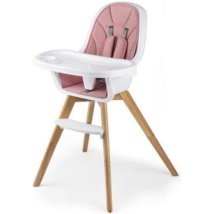 Kinderkraft TIXI Chaise haute bébé 2en1 Evolutive de 6 mois à 5 ans Rose