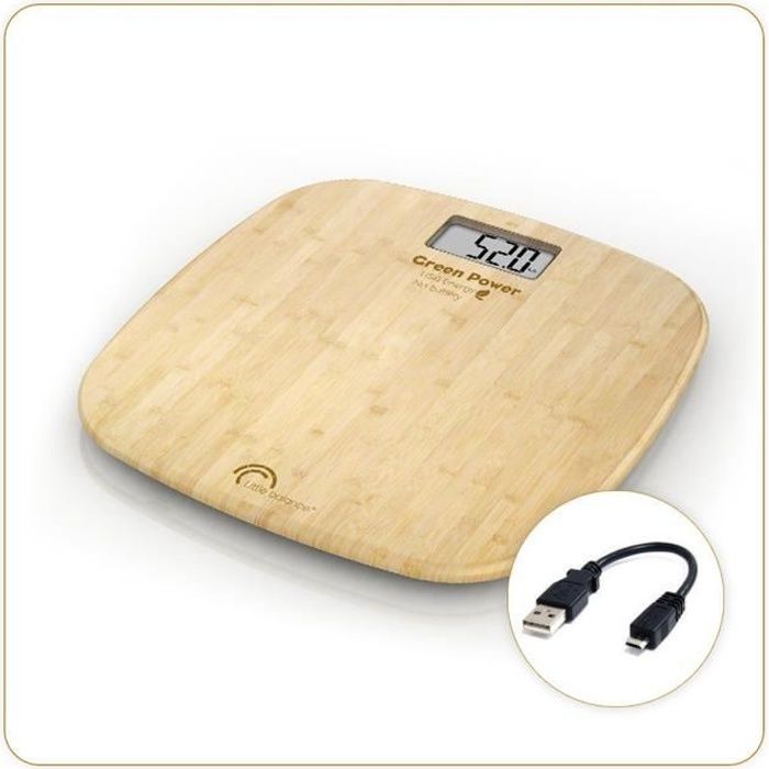 LITTLE BALANCE - Pèse-personne bambou USB soft 180 kg / 100 g