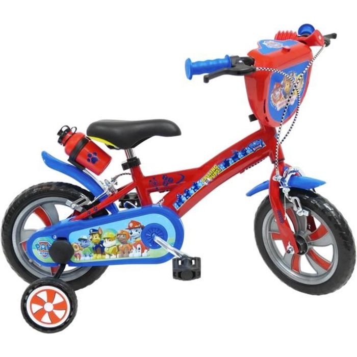 MONDO Vélo enfant Garçon Pat Patrouille - 12'' - Rouge et Bleu