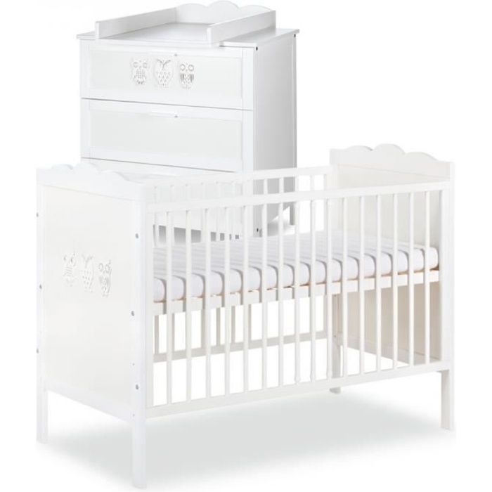 chambre complete bebe MARSELL Ensemble commode à langer + lit bébé 120X60