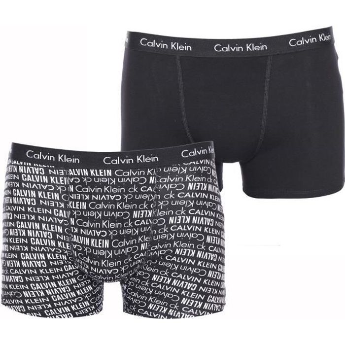 Lot de 2 boxers Calvin Klein Underwear Junior en coton stretch noir et noir monogrammé en blanc