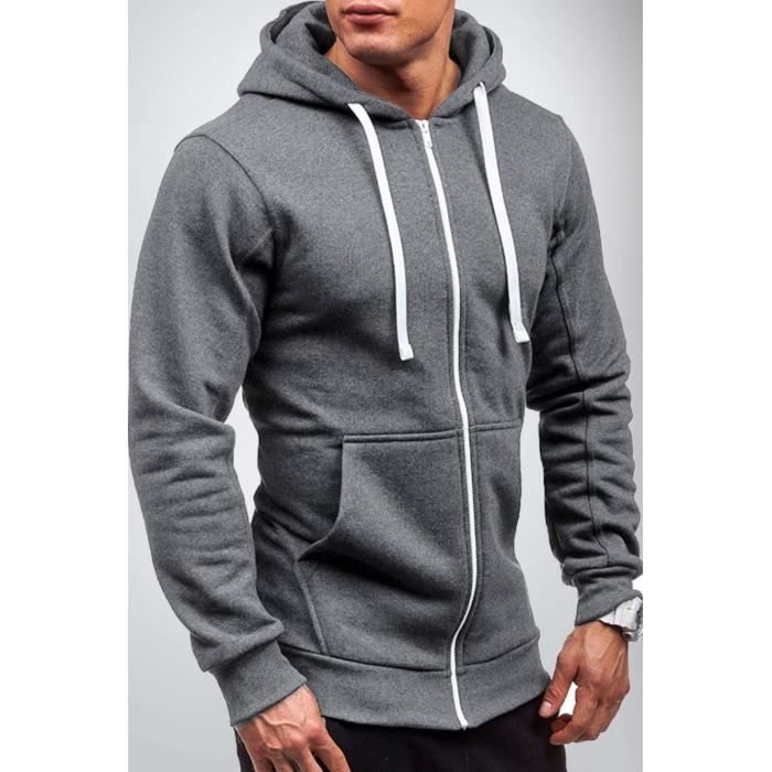 Sweet zippé à capuche Homme Gris