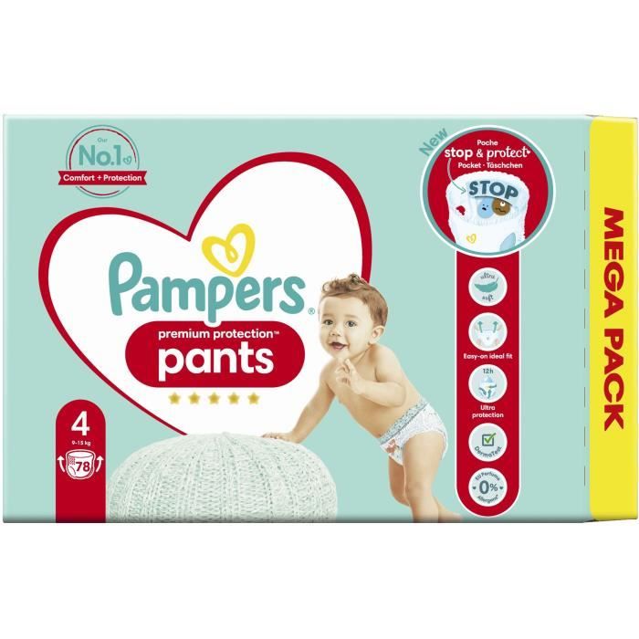 PAMPERS Premium Protection Pants Taille 4 - 78 Couches-culottes