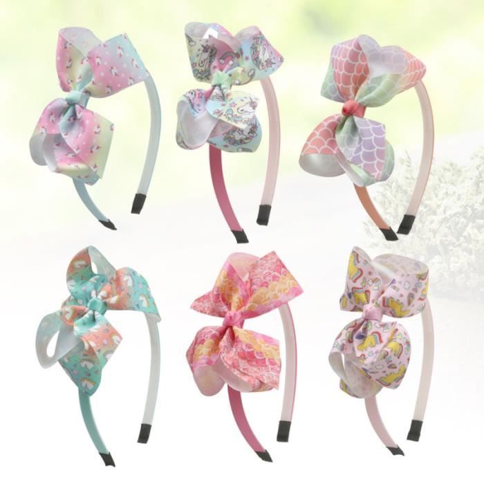 6pcs licorne cerceau arc-noeud bande de tissu bandeau adorable accessoire de pour enfants filles (8 + CASQUE AUDIO ENFANT