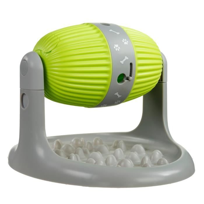 Distributeur Pet Slow Feeder - VENTEO - Gamelle Anti-glouton - Jeux intelligent - Distributeur de croquette 16 Gris / Vert