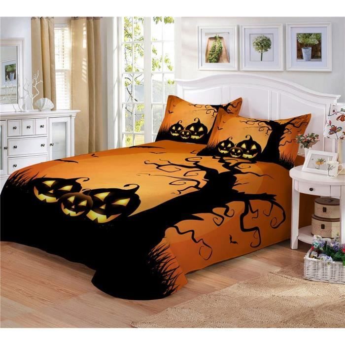 Parure De Lit Halloween Housse De Couette Bizarre Festival Sombre S Housse De Couette-Taies d'oreiller-Drap (Couvre Oreillers×2,07)