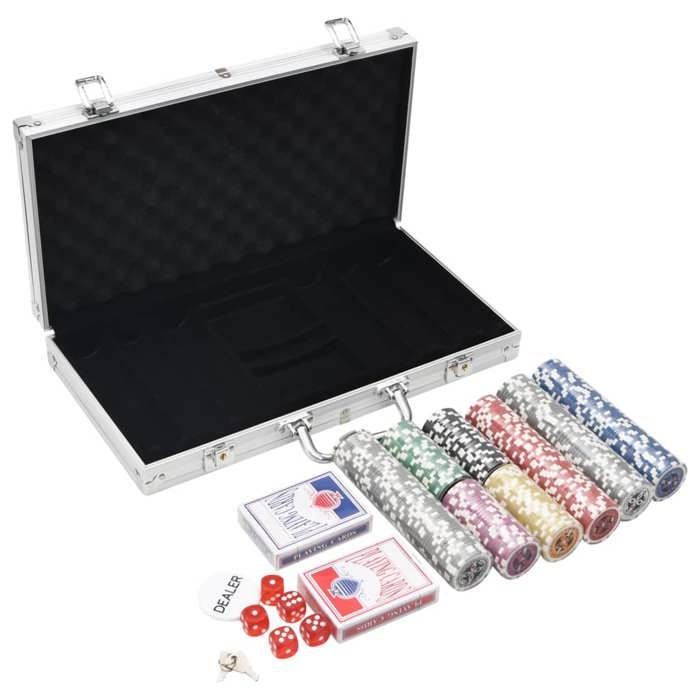 vidaXL Jeu de jetons de poker 300 pcs 115 g ensemble de jeu de poker jeu de poker jeu de jetons jeu de blackjack 80417