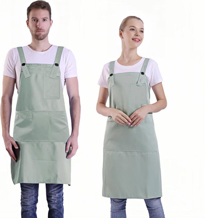 Tablier Court Demi-Tablier Avec Poches – Tablier Cuisine Serveur Chef Réglable, Polyester Étanché Pour Restaurant, Bar, BBQ & Maison