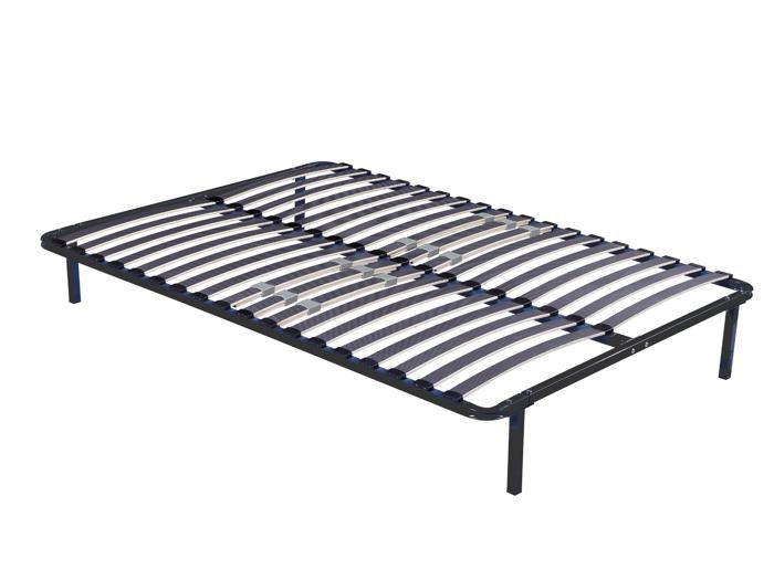 Marion - Sommier Noir Cadre a lattes Renforcé et Soutien Réglable + Pieds 200x200 x 29 cm en Metal