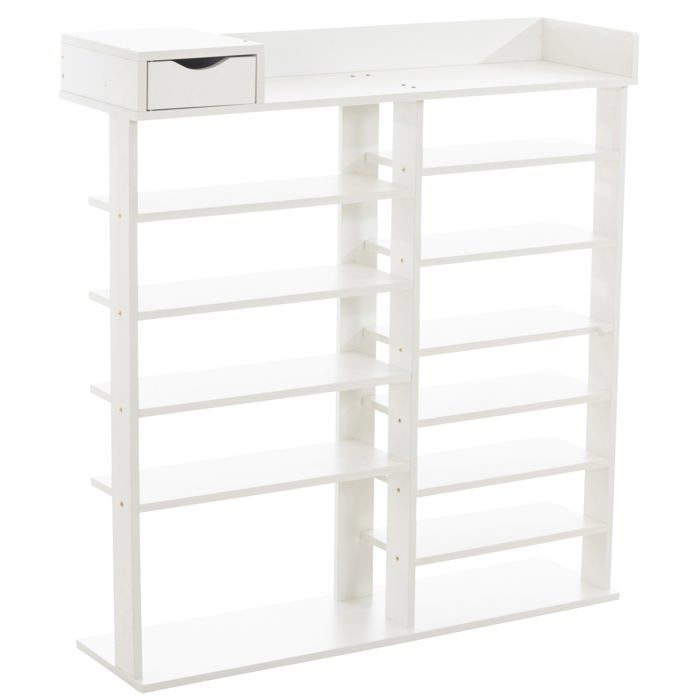 Meuble a chaussures meuble de rangement avec tiroir et etageres en MDF blanc 10_0003617 Meuble a chaussures meuble de rangement avec tiroir et etageres en MDF blanc 10_0003617