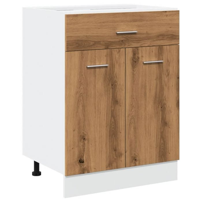 Meuble De Cuisine - YOSOO - Armoire De Plancher à Tiroir - Sonoma Gris