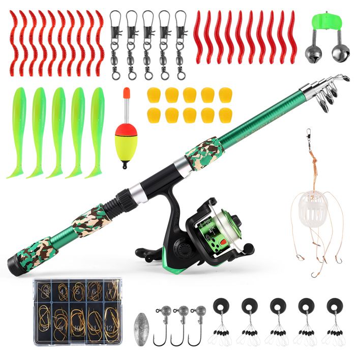 Kit Pêche Carpe Zite - Canne Télescopique 270cm 30-80g + Moulinet Avec 2 Bobines Et Fil