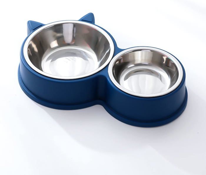 Meilleurs prix pour Gamelle pour Chat Gamelles Doubles Gamelle Chat en Acier Inoxydable Ensemble Mangeoirs et Abreuvoirs Bleu