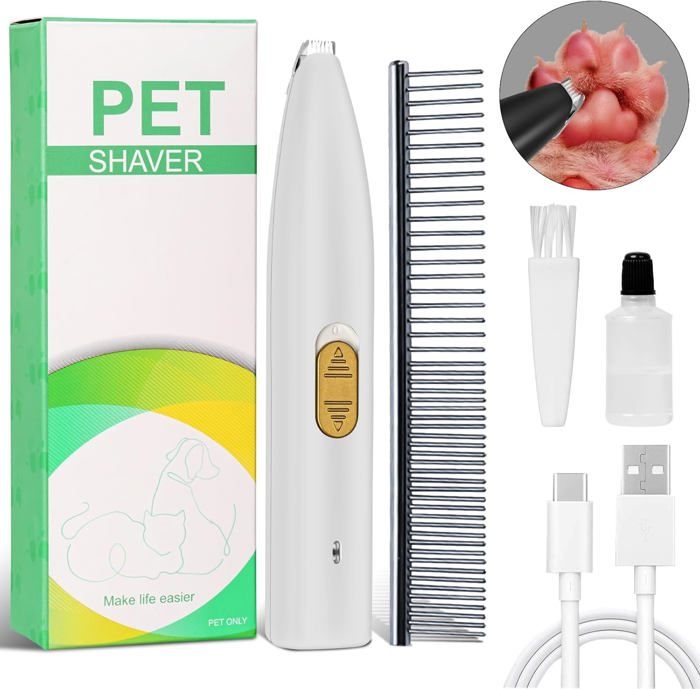 Meilleurs prix pour Tondeuse Chien Professionnelle,Tondeuse Chat,Tondeuse pour chien Rechargeable par USB,pour chiens chats pattes,yeux,oreilles(Blanc)