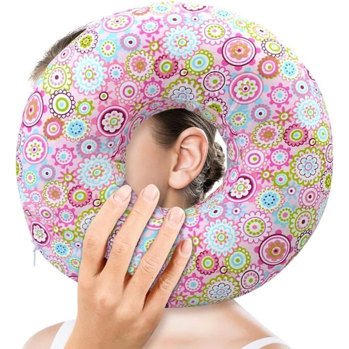 Oreiller Avec Trou Pour Dormir Oreiller Perforé En Forme De Donut - Pour Dormeurs Sur Le Côté Avec Piercings Ou Douleurs D'Oreille Soulagement Douleur Oreille