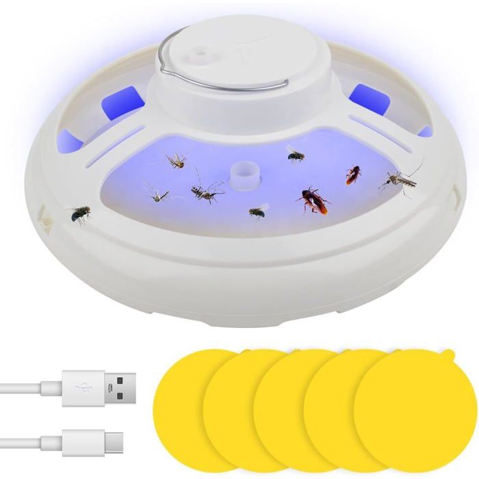 Piège à Puces UV LED - 2 Pièges, 4 Modes, Autocollants Inclus - Pour Maison & Animaux